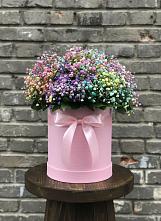 Цветочная композиция из Гипсофила и Розы в шляпной коробке #REPLACE_PRED# Аллерое