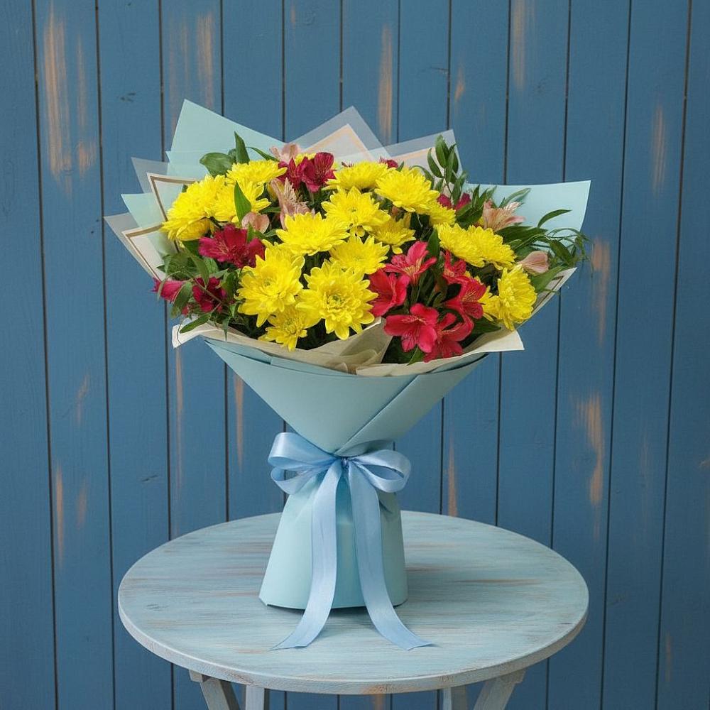 Букет цветов из: Альстромерии и Хризантемы в Аллерое