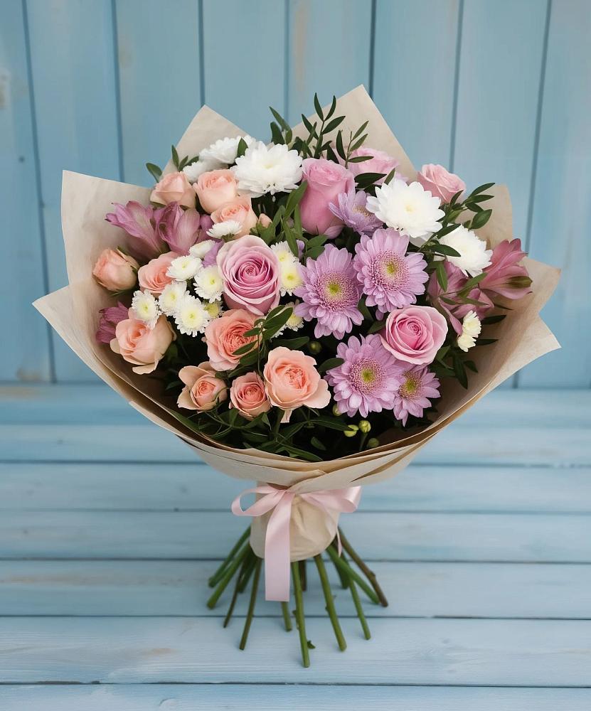 Букет цветов из: Хризантемы, Розы и Альстромерии в Аллерое