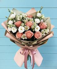 Букет цветов из:  Розы, Альстромерии и Лизиантусы в Аллерое