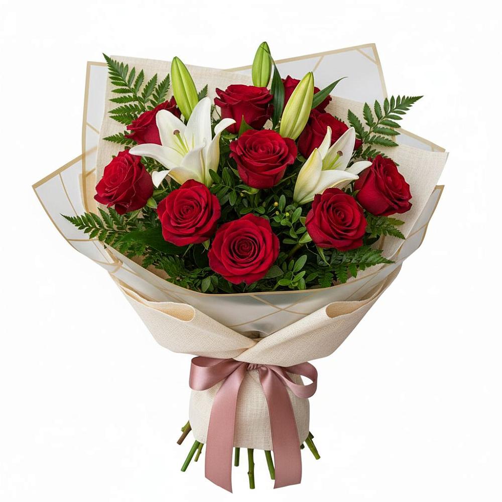 Букет цветов из: Лилии и Розы в Аллерое