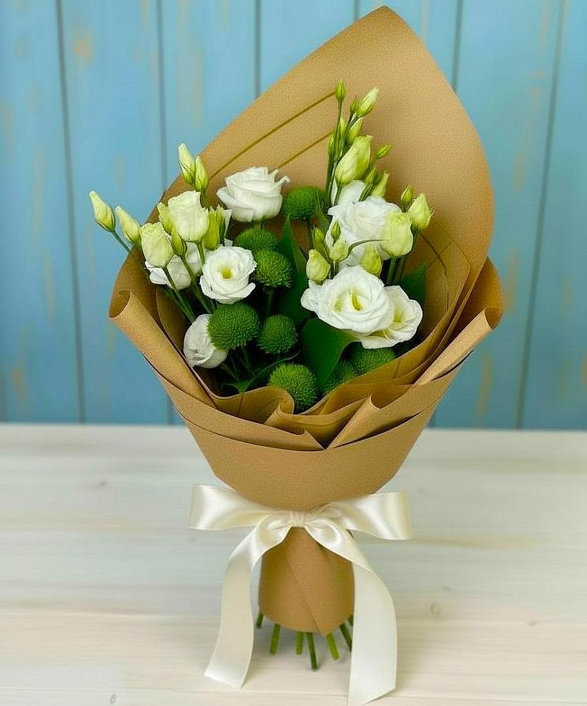 Букет цветов из: Хризантемы и Лизиантусы в Аллерое