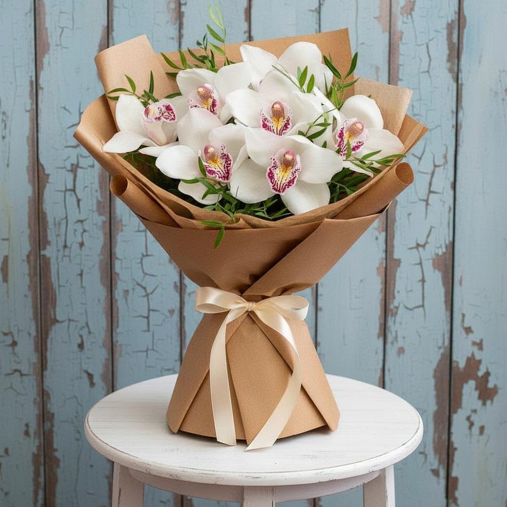 Букет цветов из: Орхидеи и Розы в Аллерое
