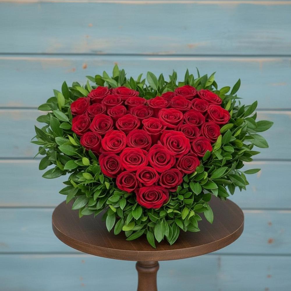 Цветочная композиция из Розы в виде сердца в Аллерое