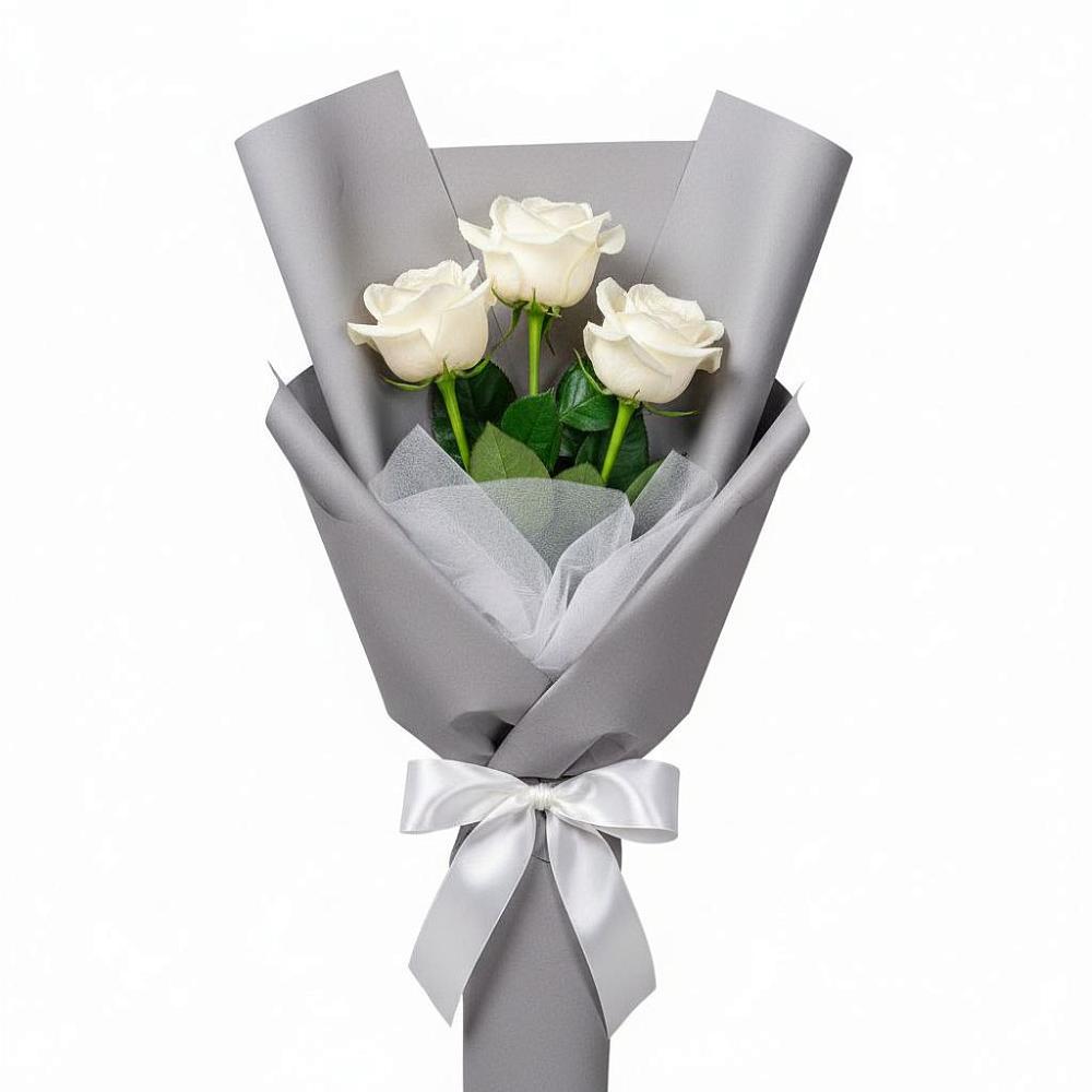 Букет 3 белые розы в Аллерое