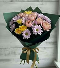 Букет цветов из:  Хризантемы и Розы #REPLACE_PRED# Аллерое