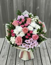 Букет цветов из:  Альстромерии, Гвоздики, Розы и Хризантемы в Аллерое