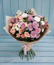 Букет цветов из:  Хризантемы, Розы и Альстромерии в Аллерое