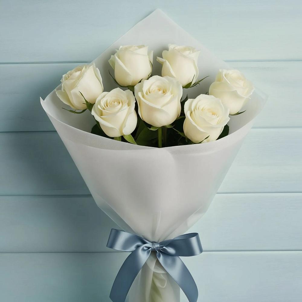 Букет 7 Белых роз Эдлесс Лав в Аллерое