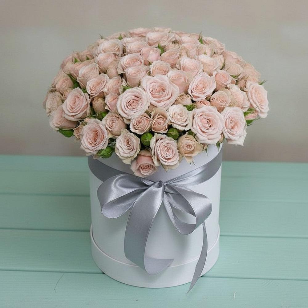 Цветочная композиция из Розы в шляпной коробке в Аллерое